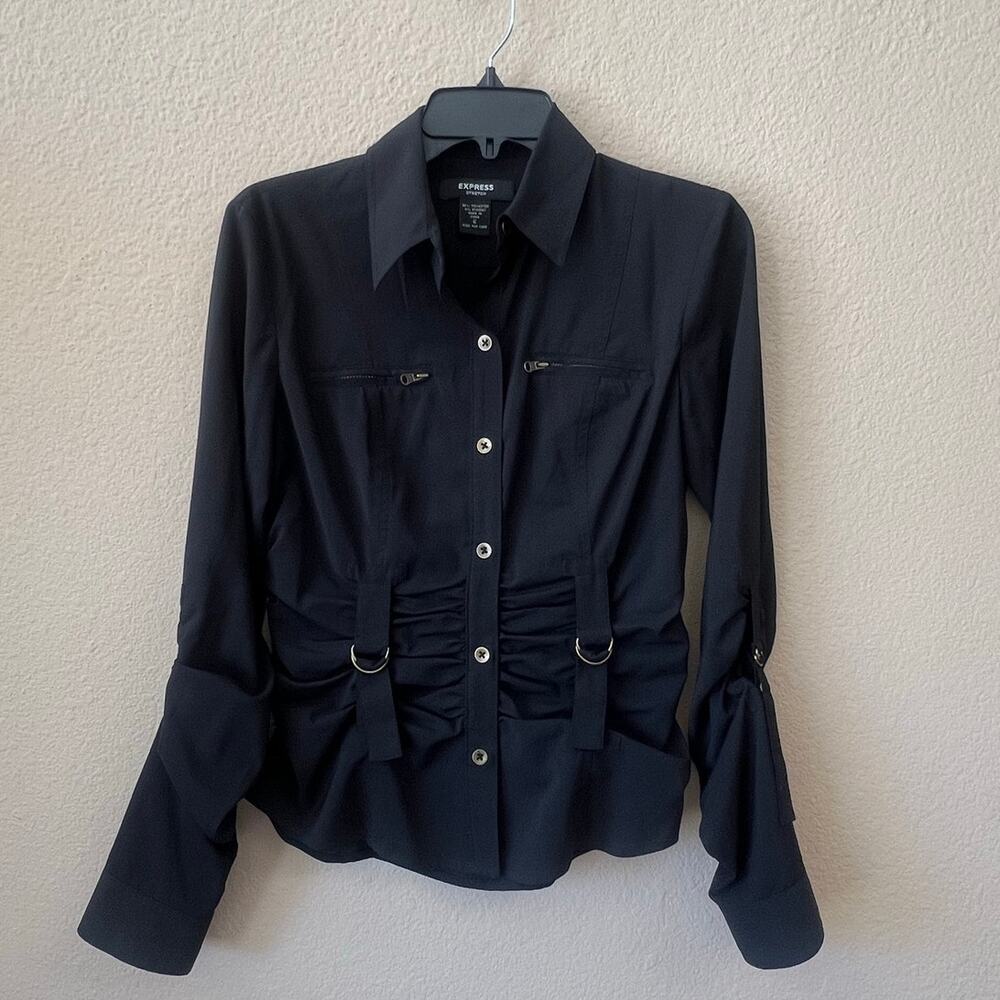 Vtg Y2k Express long sleeve scrunch top size 6